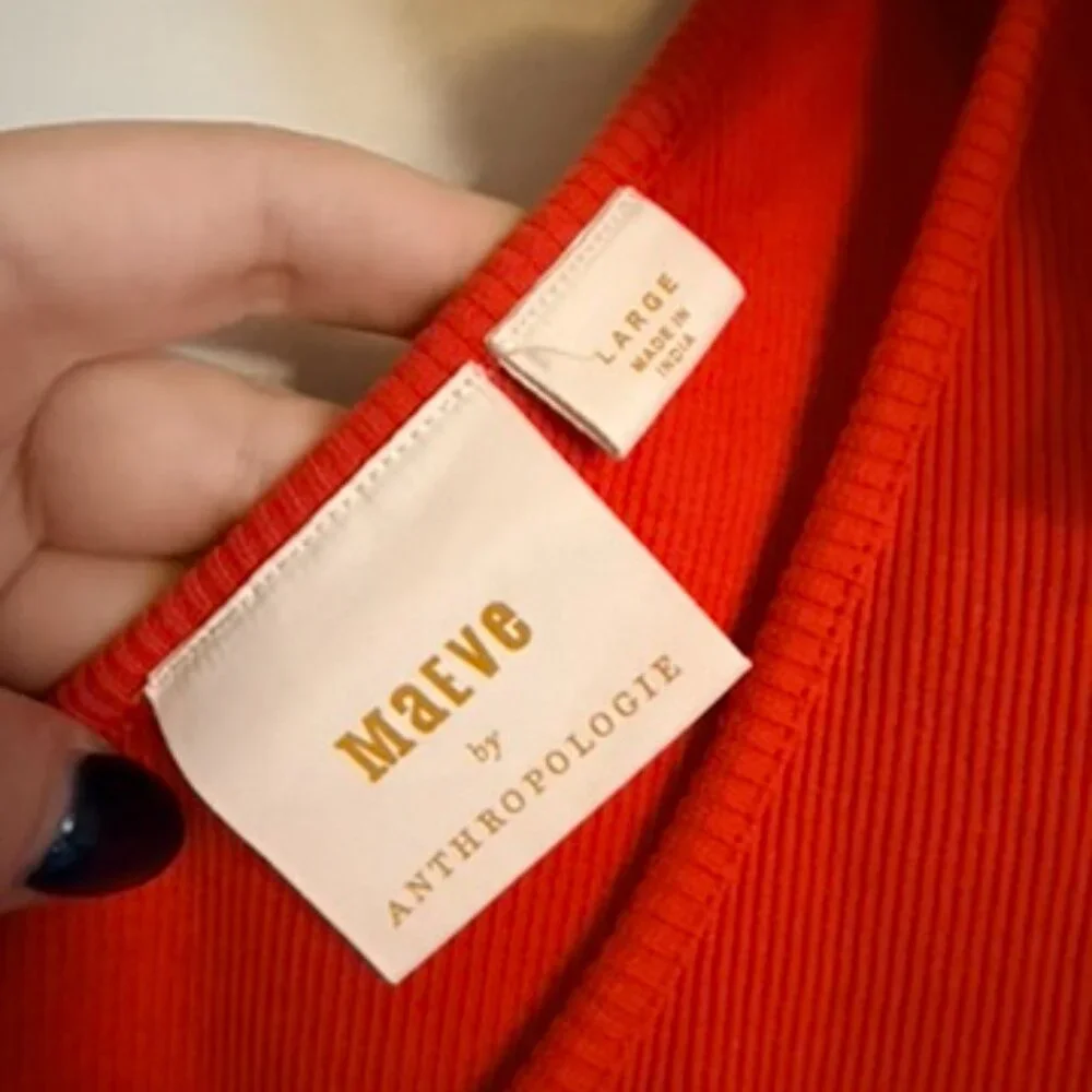 Anthropologie Maeve Red Bow Shoulder-Tie Top - Picture 3 of 8